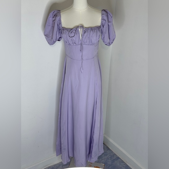 New Summer Puff Sleeve Floral Split Maxi Dress,Size small - Picture 6 of 7